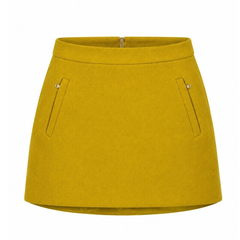 J.Crew Front Zip Pocket A-Line Mini Skirt Yellow Sz 4